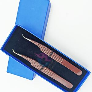 Pince à cils en acier inoxydable durable à 45 degrés pour éventer et isoler emballage bleu personnalisé de marque privée de couleur marron - Product Image 4