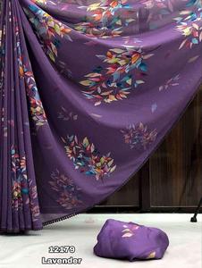 Collection de saris en mousseline de soie lourde de créateur exquis avec bordure brodée lancée par Royal Export pour les vêtements indiens pakistanais - Product Image 4