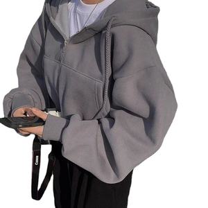 Femmes décontracté automne hiver sweats à capuche coton zippé à manches longues vestes hauts courts Style Streetwear chemise à capuche courte - Product Image 6