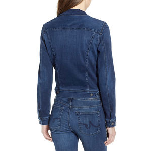 Chaqueta vaquera de algodón transpirable con bordado, de talla grande, a la moda, para adultos, de color liso, con solapa y botonadura sencilla, venta al por mayor. - Product Image 3