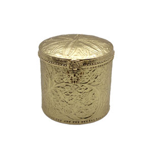 Boîte de rangement ronde en métal argenté de conception populaire avec couvercle, utilisée pour les ustensiles de cuisine, boîte décorative de table - Product Image 5