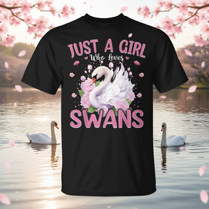 Semplicemente una ragazza che adora i cigni, maglietta per donne e ragazze - Product Image 3