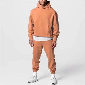 ชุดวอร์มผ้าฝ้ายผ้าฟลีซหนา600 GSM ทรงโอเวอร์ไซส์ชุดวอร์มชุดวิ่งแบบลำลองทรงหลวมชุดวอร์มสองชิ้น - Product Image 5