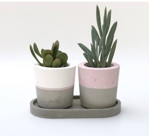 Petit pot en terre cuite de style nordique moderne, magnifique pot fait à la main avec plateau de base et trou de drainage pour les pots de fleurs au sol, y compris - Product Image 3