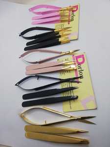 Puntas chapadas en oro con revestimiento de color, pinzas para extensión de pestañas, depilación encarnada con logotipo personalizado de acero inoxidable - Product Image 5