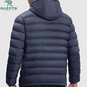 Fabricant personnalisé hommes chaud hiver brillant matelassé doudoune coupe-vent rembourré épais noir à capuche bulle rembourré veste - Product Image 3