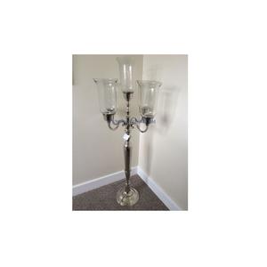 Candélabre en verre et métal poli miroir à 5 bras Candélabre éclaircissant Candélabre de mariage de luxe de grande taille en Inde - Product Image 1