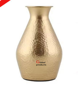 Vase à fleurs en acier inoxydable en métal fini doré à l'aspect simple pour restaurant et bar d'hôtel - Product Image 4