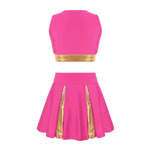 Fournisseur d'usine, vente en gros d'uniformes de cheerleading, nouveau style, logo personnalisé, 100% polyester, ensemble de vêtements de cheerleading élastiques - Product Image 2