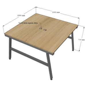 Table d'appoint minimaliste Aconcept HBAC051 en 2 parties, 100x100cm, en contreplaqué mélaminé avec pieds en fer - Product Image 6