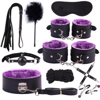 Tenues BDSM de différentes couleurs, collier, bâillon, menottes, fouet, pagaie, corde, ensembles de bondage fétichistes chinois, jouets sexuels