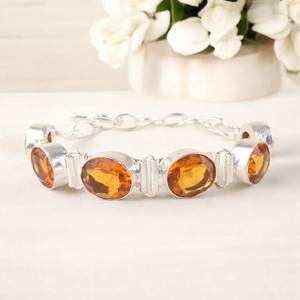 Zircon Gemstone Tennis <b>Bracelet</b> Handmade 925 <b>Sterling</b> <b>Silver</b> Luxury Jewelry for <b>Women</b> Anniversary Gift - Product Image 3