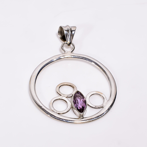 Colgante de Amatista Púrpura Natural, Plata de Ley 925, Colgante Boho Hecho a Mano, Collar con Colgante, Joyería para Regalo de Navidad - Product Image 3