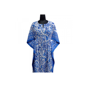 Moroccan <b>Kaftan</b> Wedding Free <b>Size</b> Indian Hand Block Printed Long Free <b>Size</b> <b>Kaftan</b> Loungewear in Soft Cotton Voile for Sale - Product Image 1