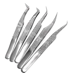RMI Nouveau produit tendance Pince à épiler pour extensions de cils en argent Shin, modèle standard 5 points, 45 degrés / pointe droite, ensemble de pinces à épiler - Product Image 2