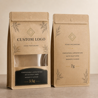 Pochette en papier kraft personnalisée de luxe avec fenêtre et fermeture magnétique pour emballage alimentaire 3,5g 7g Sac laminé compostable