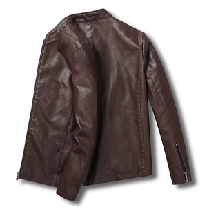 Veste en cuir pour hommes Style long solide Streetwear pour hommes Polaire vêtements décontractés pour hommes - Product Image 1