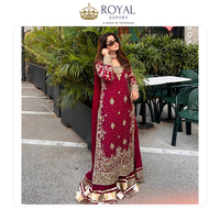 Vêtements indiens à prix réduit Vêtements de créateur dernier cri en fausse georgette avec broderie et costume Salwar Work Moti