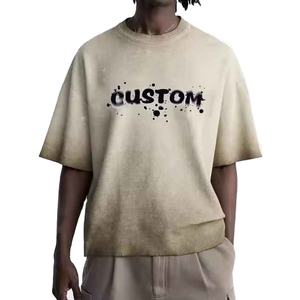 Camisetas Oversize Casuales de Verano para Hombre, Diseño Lavado de Gran Gramaje, Estilo Desgastado, Logotipo Personalizado, 100% Algodón, Venta al por Mayor Popular - Product Image 1