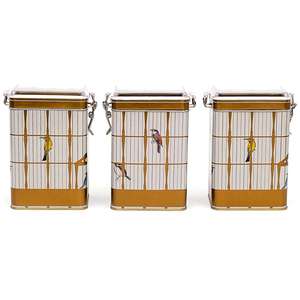 ชุดกล่องโลหะสี่เหลี่ยมขนาด75X100X150มม. (ชุด3ชิ้น) ตะขอลวดและฝาปิดโปร่งใสภาพประกอบกรงนกโบราณที่มีสีสัน - Product Image 1