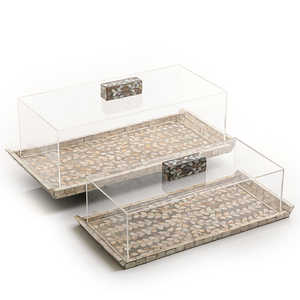 Plateau de service en nacre verte avec poignée en vadrouille, dernier design durable et élégant pour les fêtes de mariage à l'hôtel. - Product Image 3