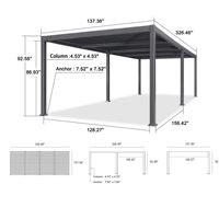 Pergola moderne extensible en aluminium et polycarbonate, imperméable, 3*6*H2.4m, pour extérieur, abri de patio, jardin, véranda, pavillon de plage, gazebo de grillades