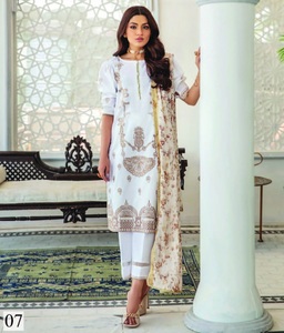ชุดสูทผ้าฝ้าย/สนามหญ้าปักลายสไตล์ปากีสถานสำหรับผู้หญิงเดรสสไตล์ชนเผ่าชาลวาร์ - Product Image 4