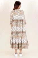 Robe décontractée d'été en coton tissé imprimé à la main indien, motif floral, écologique, lavable, taille naturelle, faite à la main
