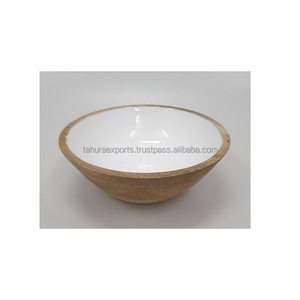 Cuenco de madera personalizado de fabricación india para servir, decoración del hogar, suministros para fiestas con formas y tamaños únicos para centro de mesa - Product Image 5