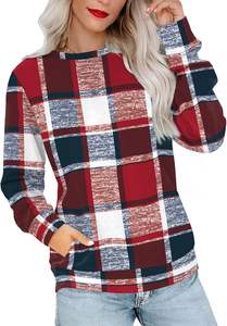 <b>Red</b> Blue Crewneck Fall <b>Women's</b> Solid Long Sleeve <b>Sweatshirts</b> with 3D Embroidery Front Design Trendy Pullover Tops - Product Image 4