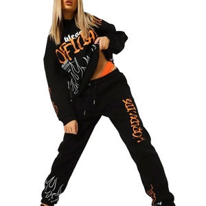 PRO ENTERPRISES Conjunto Deportivo con Capucha 2 en 1 para Mujer, 100% Algodón Transpirable, Estampado, Cintura Elástica, Largo Completo, para Invierno - Product Image 2