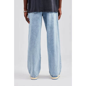 Pantalon en jean pour homme, jean droit pour homme, jean en denim élégant, vêtements de rue pour homme, jean décontracté lavé, coupe ample - Product Image 6