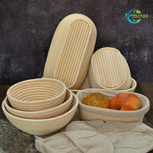Panier à pâte en rotin rond en osier naturel tissé à la main de qualité artisanale du Vietnam idéal pour le levain - Product Image 2