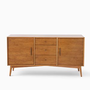 ตู้ไซด์บอร์ดเซเลน่า กลางศตวรรษ ไม้สักแท้ <span class=keywords><strong>3</strong></span> ลิ้นชัก <span class=keywords><strong>2</strong></span> ประตู สีน้ําตาลมันวาว - Product Image 1