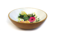 Bol en bois de manguier poli et écologique, motif émaillé imprimé, grande capacité (>10L) pour fruits secs et salades, style contemporain, idéal pour hôtels