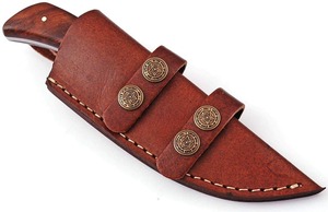 Cuchillo de Caza de Hoja Fija Hecho a Mano con Mango de Palisandro, Cuchillo Bu/aft de Damasco de Tamaño Personalizado con Funda de Cuero - Product Image 5