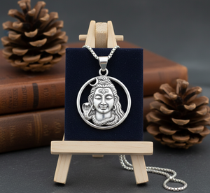 Collier chaîne à maillons en argent 925 rhodié avec pendentif spirituel Shiva, plaqué or, sertissage clos naturel, pour usage quotidien, tendance mode - Product Image 5