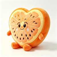 Op maat gemaakte oranje pluizige pluche speelgoed, hartvormig fruit pluche kussen, citrus fruit knuffeldier