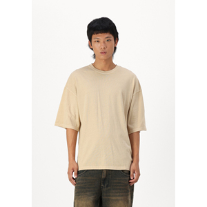 Camiseta Casual para Hombre, Cuello Redondo, Hombros Caídos, Oversize, Algodón, Corte Holgado, Estilo Urbano, Moda de Verano, Secado Rápido, 230g, Personalizable OEM - Product Image 2