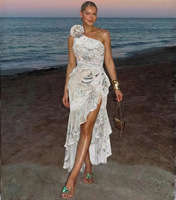 JSN 2026 Nouvelle Tendance Personnalisée Maillot de Bain Une Épaule Une Pièce pour Femme avec Fleurs 3D et Imprimé, Robe de Bain en Maille, Tenue de Plage