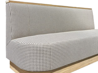 Canapé de restaurant en tissu à carreaux avec base en bois massif, banquette de salle à manger commerciale pour café, restaurant, bistro
