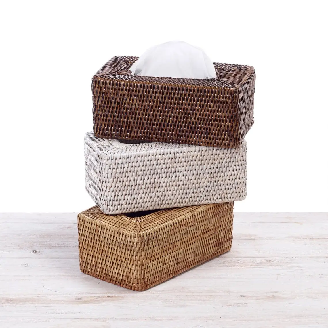 New design rattan tissue box cover with lid natural luxury contemporary basket holders for paper tissue