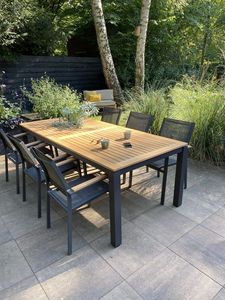 Luxury Solid Wood Outdoor <b>Table</b> And Chairs Set <b>Foldable</b> Space Saving Patio Dining Combination Waterproof Sun Protection Villa - Product Image 3