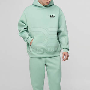 ชุดวอร์มโอเวอร์ไซส์ผู้ชายมีฮู้ดและกางเกงวิ่งสีพื้นชุดวอร์มไซส์ใหญ่พิเศษ - Product Image 4