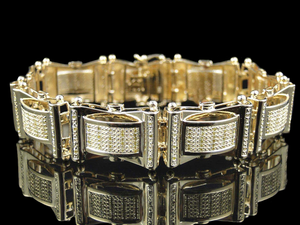 Classic Stylish S925 <b>Sterling</b> <b>Silver</b> Round cut Moissanite Round Diamond Hip Hop <b>Bracelet</b> For Men Jewelry - Product Image 3