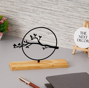 AK Laiton De Luxe Décoratif Artefact En Métal De Table Noir Poudre Enduit Finition Avec Base En Bois Pour Salon Décor - Product Image 2