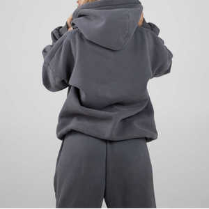 Pull-over ample à la mode de luxe personnalisé pour femmes ensemble sweat à capuche et pantalon de survêtement à imprimé bouffant en coton biologique - Product Image 5