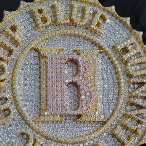 Pendentif en Moissanite VVS personnalisé pour hommes en or jaune avec testeur de passe de lettre personnalisé Bijoux pour hommes pendentifs et breloques - Product Image 2