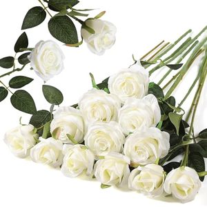 Bouquet de roses artificielles en soie réaliste, 11 têtes, longues tiges, fleurs artificielles pour mariage, décoration de table <span class=keywords><strong>à</strong></span> la maison - Product Image 1