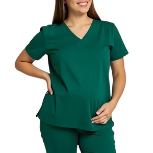 Wholesale Bulk Custom Female Hospital Medical <b>Scrub</b> Uniform Women Wrapped Nurse Maternity <b>Scrubs</b> <b>Top</b> Comfort Fit Side - Product Image 1